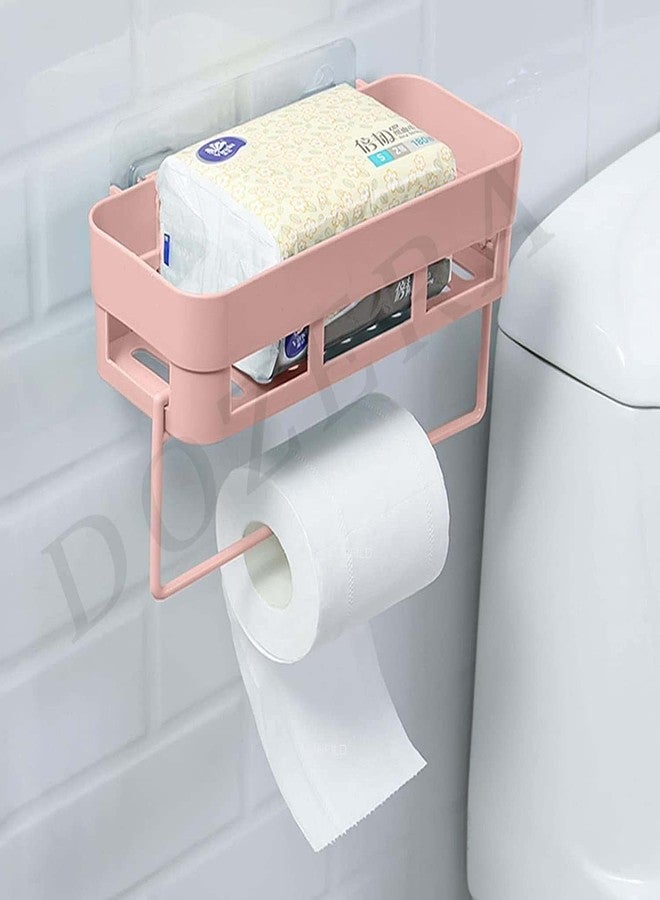 DOZERA Multipurpose Rectangular Bathroom and Kitchen Shelf Wall Storage Holder Bathroom Storage Shelves Self-Adhesive Waterproof Magic Sticker Storage Racks with Towel Hanger (1 Bathroom Shelves with Hanger) - Image 2